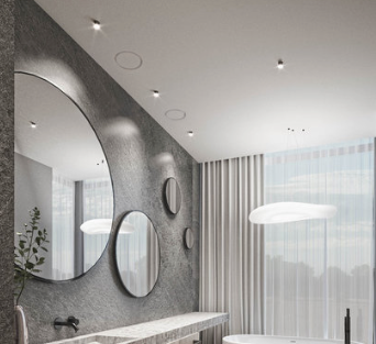 Frameless ceiling valve for flush effect supply or extract ventilation.