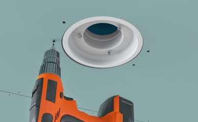 Frameless ceiling valve for flush effect supply or extract ventilation.