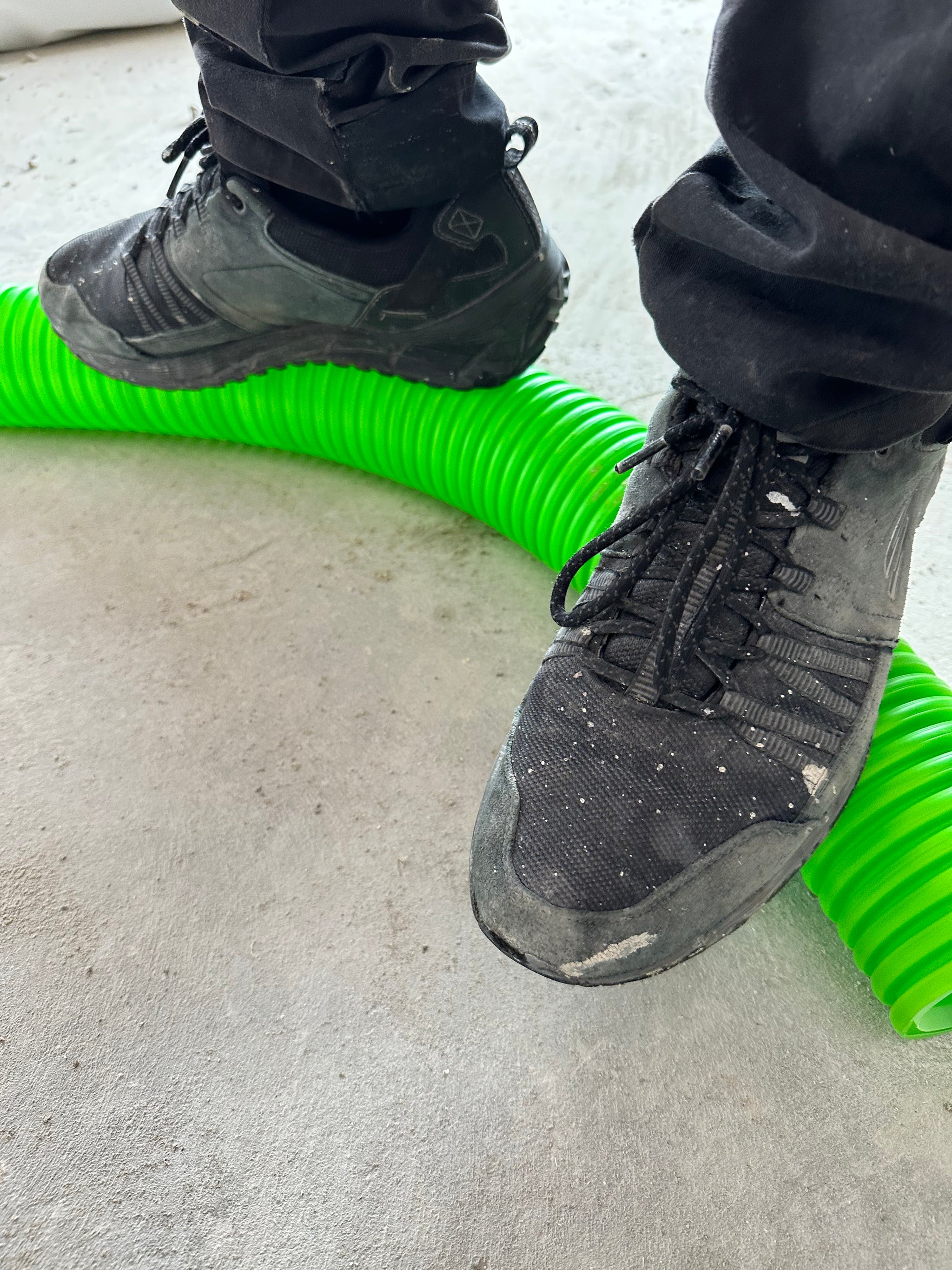 Plumbavent S90 ducting showing strength  with someone standing on it