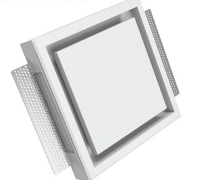 Frameless ceiling valve for flush effect supply or extract ventilation.