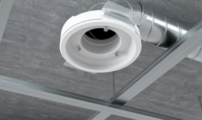 Frameless ceiling valve for flush effect supply or extract ventilation.