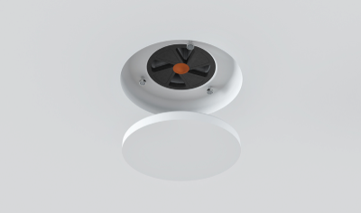 Frameless ceiling valve for flush effect supply or extract ventilation.