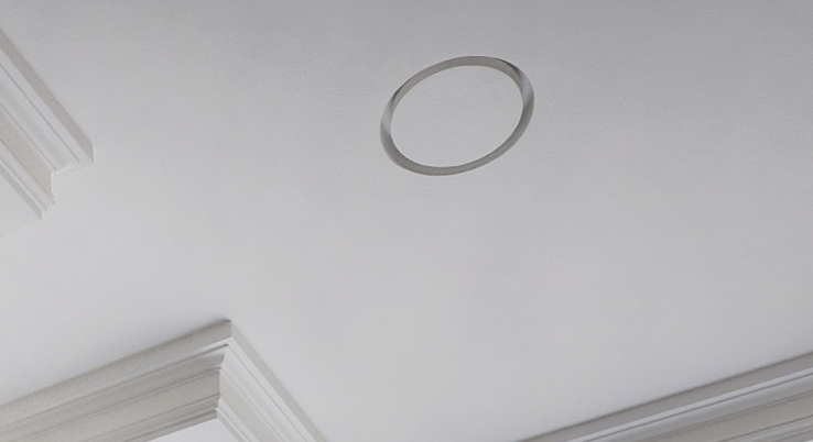 framless outlet in ceiling with plaster moulding