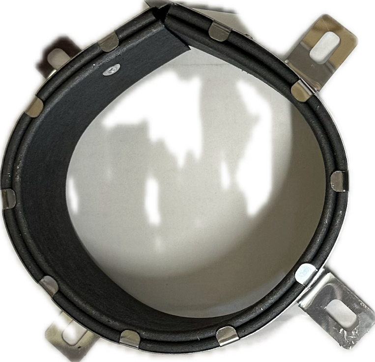 top view of qualfire fire collar for semi rigid ducting