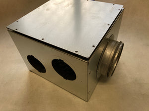 Air distribution manifold 280mm * 280 mm *200 H  with a 127mm main air connection 6 duct connection points. Supplied with 2 blanks. Connect to 90mm semi rigid, Removable inspection lid Sound absorbing liner NRC 0.45. Sap appendix q listed complete air ducting system.