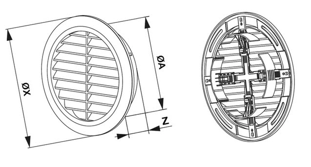 Wall vent white 100 - 150